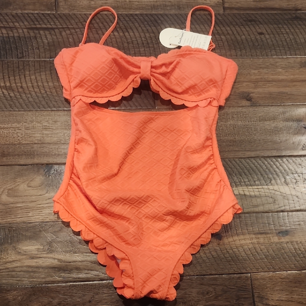 Maternity Swimwear NWT Prettt Orange One Piece  with Sweetheart Neckline
